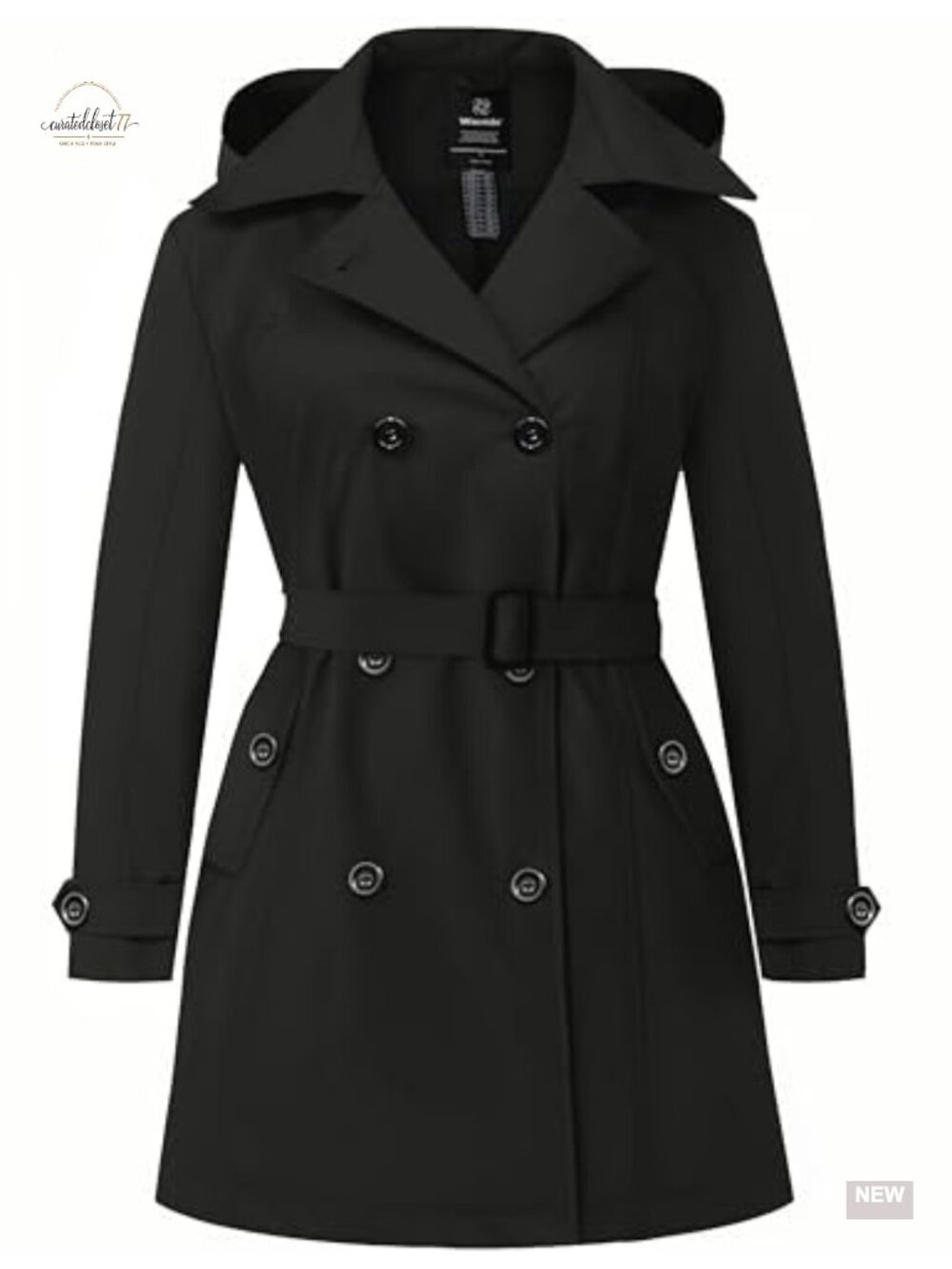 Plus Size Trench Coat Waterproof Lapel Overcoat with Hood